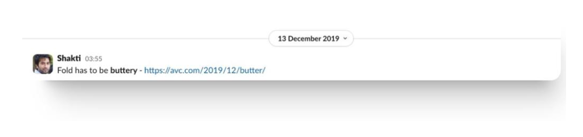 Shakti's slack message Shakti's slack message